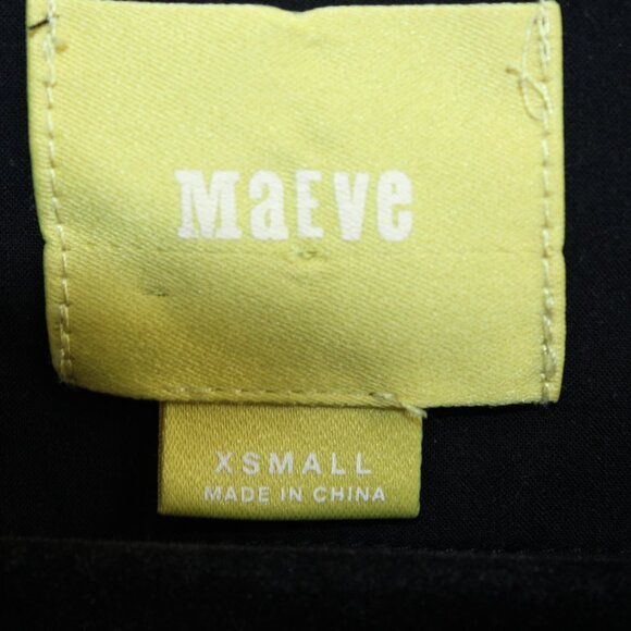 Anthropologie Maeve Black Floral Casual Blouse Button Down - Size XS - Picture 2 of 3